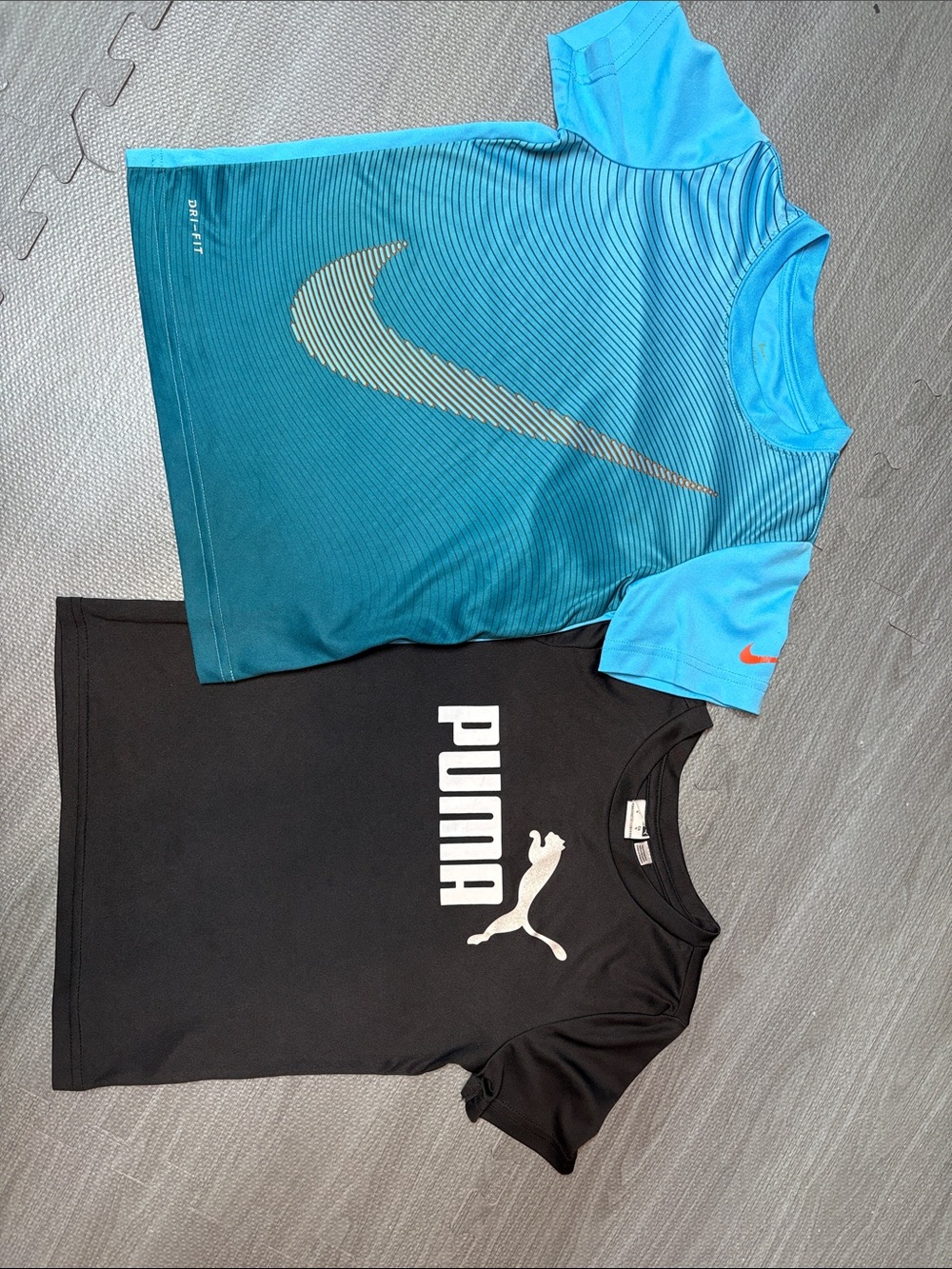 Nike Teal & Light Blue Kids' Short Sleeve Athletic Tee with Swoosh